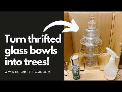 How to upcycle thrifted cut glass into Christmas Trees