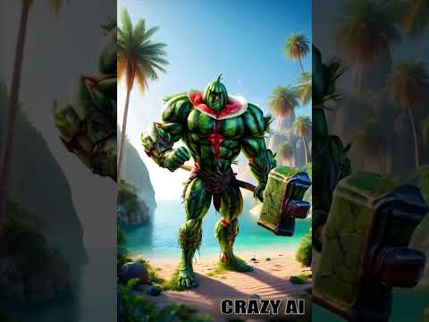 Watermelon Warlord in a Desert Oasis || #shorts #viralvideo  #funny #crazyai