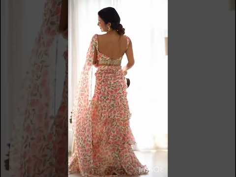 Georgette flower printed readymade sarees #trending #diwalilehenga #kurtisonlineshopping