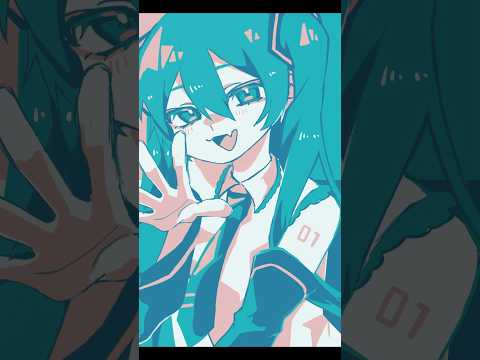 4色縛りで初音ミク描いてみた#初音ミク #イラスト #イラストメイキング #shorts #バズれ