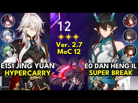 E1S1 Jing Yuan Hyper & E0 Dan Heng IL Super Break | Memory of Chaos Floor 12 3 Stars | Honkai