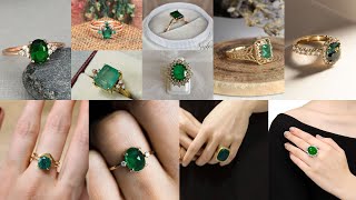 beautiful green stone gold ring design for ladies💍