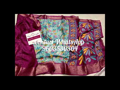 💥Too soft premium quality floral tusser linen sarees with contrast weaving border💥r#ytshorts#trendy#