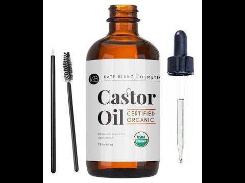 Castor Oil 2oz, USDA Certified Organic, 100% Pure, Cold Pressed, Hexane Free by Kate Blanc Cosmetics