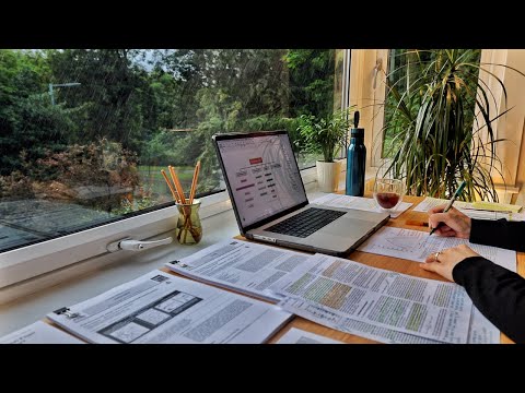 6 HOUR STUDY WITH ME on A RAINY DAY⎢Background noise, 10 min Break, No music, Study with Merve