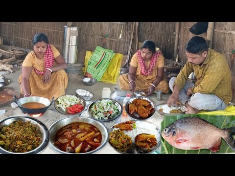 Winter season fresh vegitable with Rupchanda fish cooking and eating | Village life and cooking