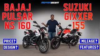 2023 Suzuki Gixxer 155 vs Bajaj Pulsar NS 160 - What's New & Better Now? | MotorBeam