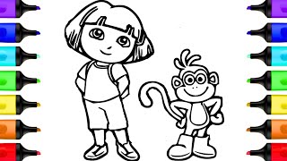 Dora the Explorer and Boots Easy Coloring Book Coloring Pages Art