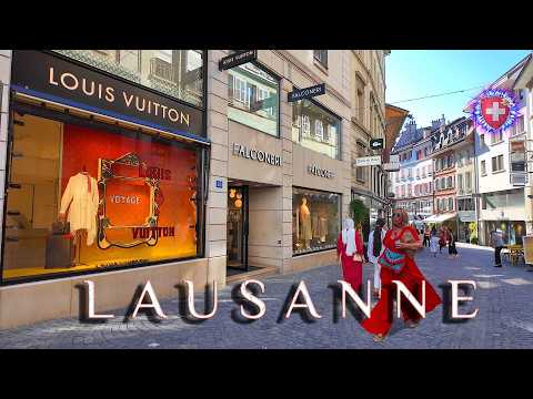 LAUSANNE SWITZERLAND ✨ Relaxing walk through the city / Shopping Streets & Lake 4K HDR