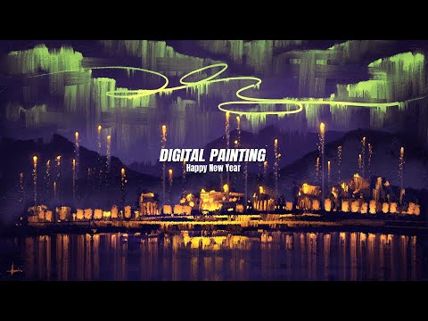 Digital Abstract ART time-lapse Painting "Northern Winter Lights"