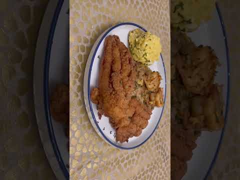 Southern Fried Catfish/Jumbo shrimp fried rice/ creole potato salad   Remember to Subscribe