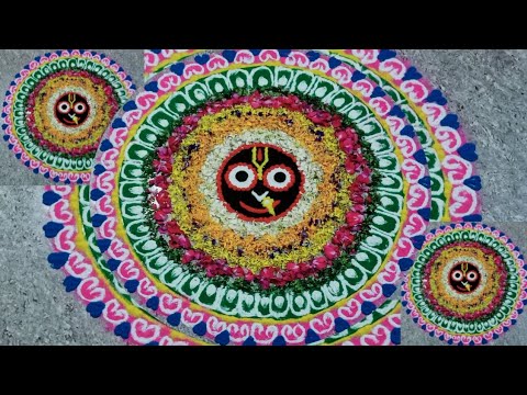 Very beautiful😍 and creative jagannath Rangoli design || ଅତି ସହଜରେ ଆସନ୍ତୁ ଶିଖିବା ଜଗନ୍ନାଥଙ୍କ ମୂର୍ଜ..