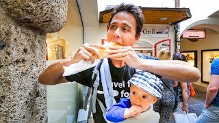 Austrian Food - WIENER SCHNITZEL and Best Beer Garden in Salzburg, Austria!