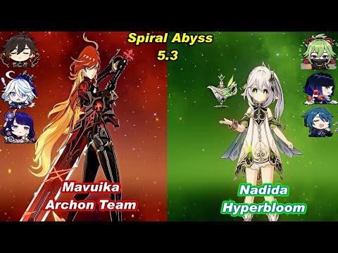 (5.3) C0 Mavuika Archons Team & C0 Nahida Hyperbloom Spiral Abyss Floor 12 Full Star