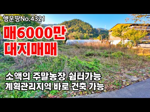 ☘️매 6000만원  대지 117평(387㎡) 소액매물 작은 평수  주말농장 쉼터  바로 건축 가능 충남 공주부동산 유구읍  토지매매 ▶️ 전원주택 농가주택  행운집땅집부동산tv