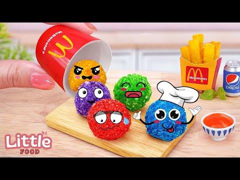 🌈 Mini Food Challenge | How to cook Rainbow Cheetos Chicken Ball McDonald's style | Little Food