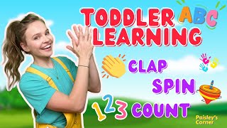 Clap, Spin, Count - Toddler Learning | Learn to Talk -  Gestures & Body Parts  | Baby Learning Video