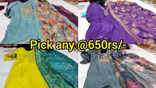 chickpet wholesale kurtis sets pick any @650rs| single piece courier available | partywear kurties