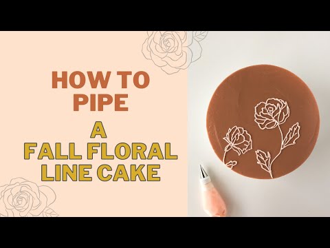 Fall Floral Line Drawing Cake