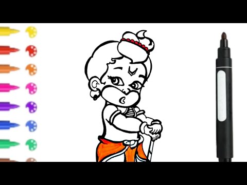 Baal Hanuman drawing |Hanumanji drawing|Draw little hanuman step by step|drawing and painting magic