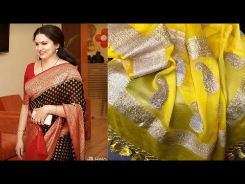 Banarsi semi georgette silver with antiqu sari butti sarees