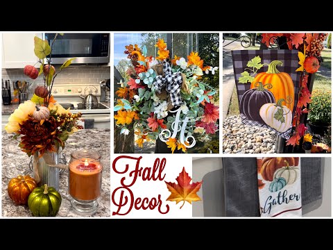 FALL 2023 DECORATE WITH ME Outside Fall Curb Appeal + Fall Kitchen Scape