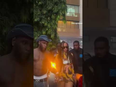 Burna Boy and Chlöe Bailey spotted together at a club in Nigeria.