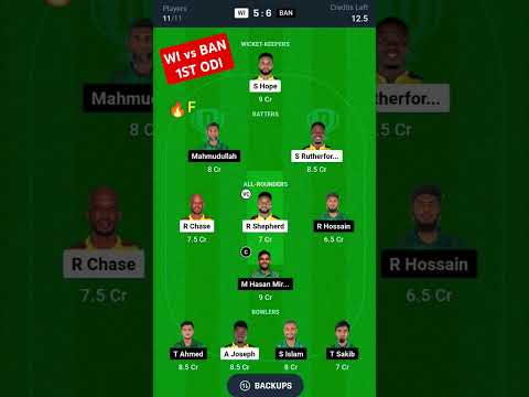 Wi vs ban dream11 team prediction #wivsban #BANvsWI #dream11prediction #wivsbandream11 #banvswidream