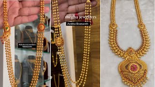 👌ಕಡಿಮೆ ಗ್ರಾಮ್ ಇಂದ ಚಿನ್ನದ ಲಾಂಗ್ ಹಾರ ಕಲೆಕ್ಷನ್ಸ್ 👆/Gold long hara designs with weight/🥰Anitha Shamanth