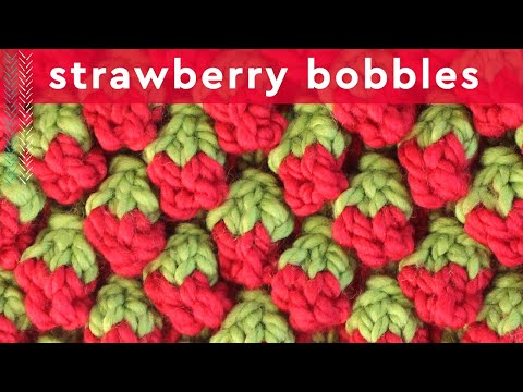 Strawberry Bobble Knit Stitch 🍓 Free Printable Pattern