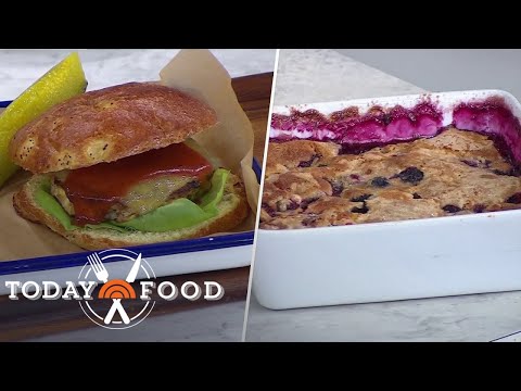 Turkey zucchini burgers and berry pudding cake: Get the recipes!