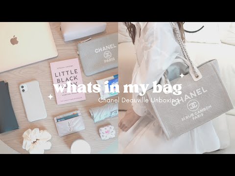 What's In My Bag?｜Unboxing NEW Chanel Top Handle Deauville Tote ♡手袋放什麼？濕疹必用cream | 敏感乾燥肌適用Cushion