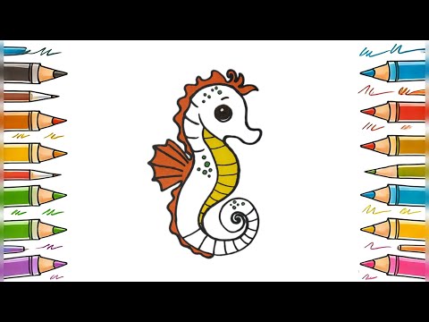 How to Draw a Cute Seahorse 🎨🌊