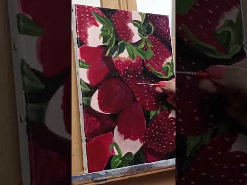 strawberrys painting 🍓 #art #painting #artwork #drawing #acrylicpainting #artlife #paintingideas