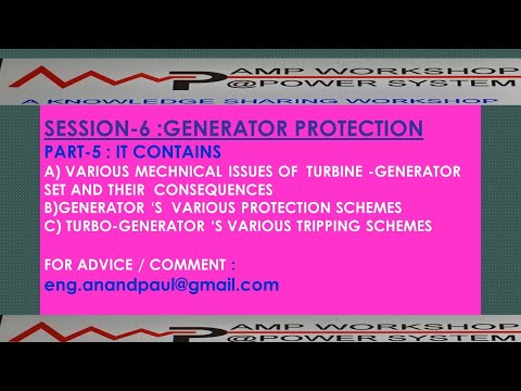 SESSION-6 PART-5: GENERATOR'S VARIOUS PROTECTION &TRIPPING SCHEMES + PRIMEMOVER'S MECHNICAL ISSUES