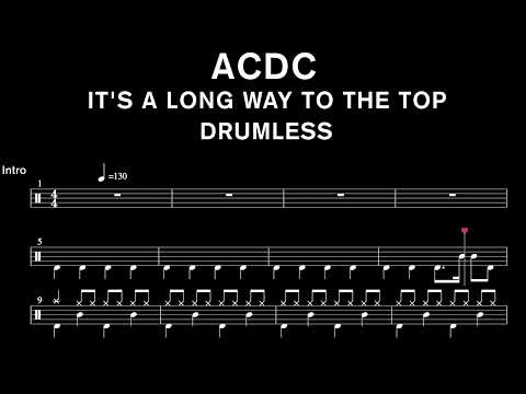 ACDC - It's a Long Way to the Top - Drumless (with scrolling drum score)