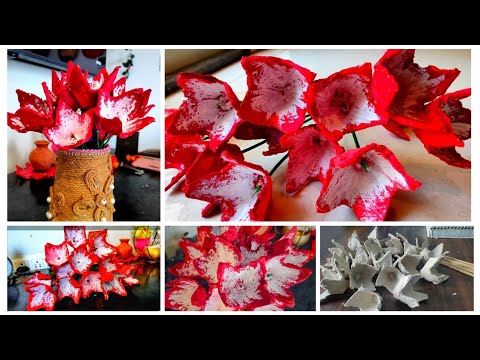 egg carton craft idea || easy flower 🌺🌹 from egg boxes🎁🎁 🎁 || amazing  diy craft 🌷|| recycling ||