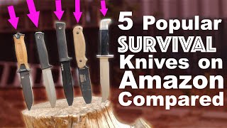 5 Popular Survival Knives on Amazon Ranked. Esee, Buck, Gerber, Cold Steel, Fallkniven