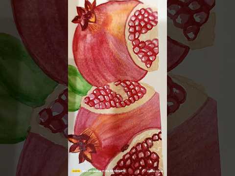 vibrant hues capturing the allure of the pomegranate's beauty in watercolor