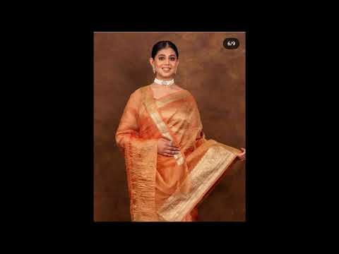 Partywear Collection Banarsi Crushed Tissue Silk Sarees || Rs 1600-