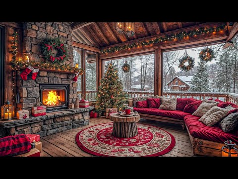 Relaxing Christmas Jazz 🎄 Winter Christmas Ambience & Fireplace🔥for a New Year's Mood, Stress Relief