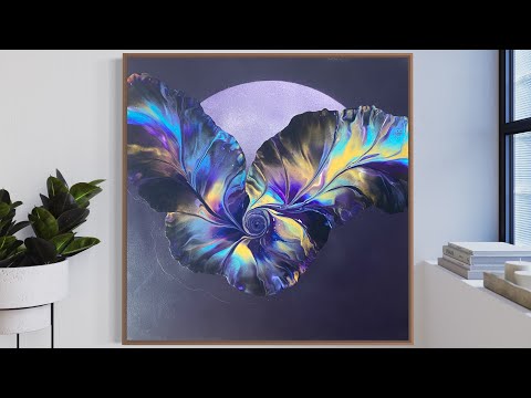 Fluid Art Technique Dry Botanical Dutch Pour On Stunning Ombré Background Acrylic Pour Painting