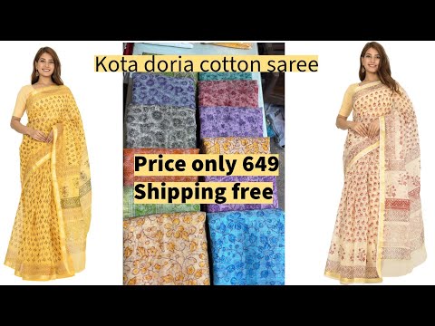 Kota doria cotton saree/ hand block print saree