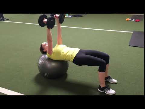 Stability Ball Tricep Press Dumbbells