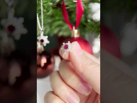 ❄️❤️Ruby Snowflake Necklace & Ruby Snow Stud Earrings Set #blackfriday #jewelry #necklacet #Ruby