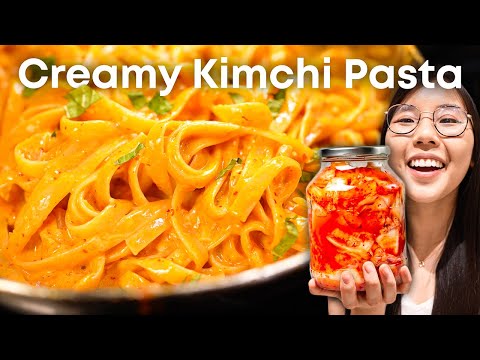 5-Ingredient Creamy Kimchi Pasta 🔥 (TikTok’s SPICY Korean Alfredo)