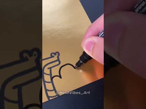 Drawing, But Only On GOLD Paper! Very Satisfying! (#Shorts)