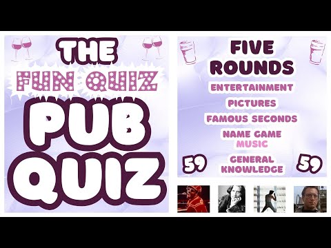 Pub Quiz No59 - 5 Different Rounds - 35 Questions & Answers - 61 Points to Win. trivia/quiz