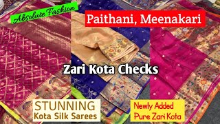 Newly Pure Kota Silk Banarasi Sarees Paithani, Meenakari Weaved, Zari kota, Jamawar Sarees