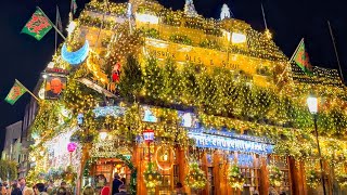 London Christmas 2024 ✨ Churchill Arms to Kensington High Street Walk Tour 🎄 4K HDR